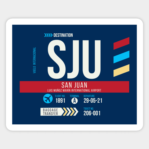 San Juan (SJU) Airport Code Baggage Tag C Sticker by SLAG_Creative